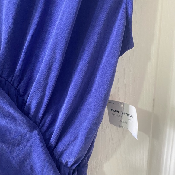 NWT Free People Cupro Crisscross Drape Dress in Cobalt Blue - Picture 5 of 12